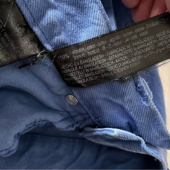 Zara Royal Blue Denim Button Fly Cropped Jeans Size 30 - Picture 9 of 9